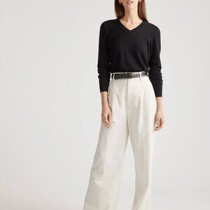 Quince Lightweight Cotton Cashmere V-Neck Sweater